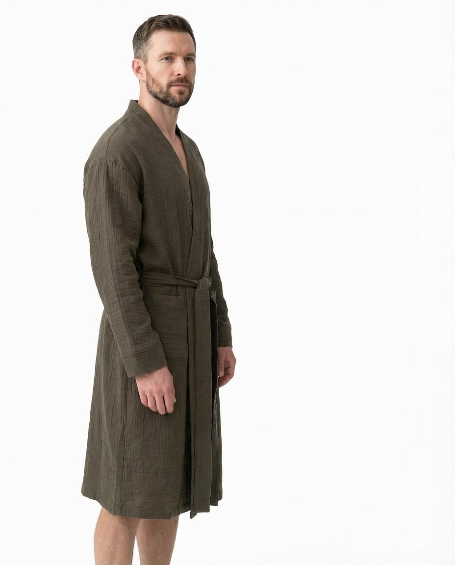 Muslin Bathrobe with Belt & Pockets