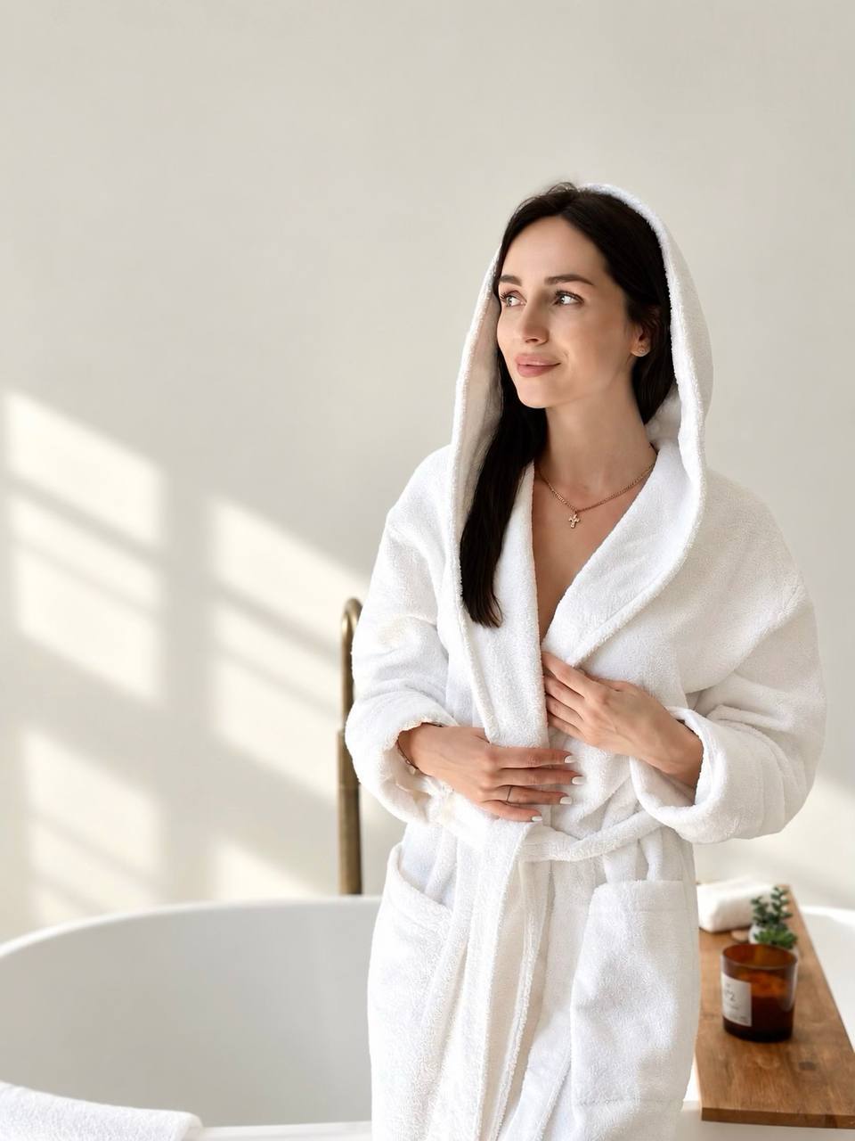 Weißer Kimono aus Musselin für Damen