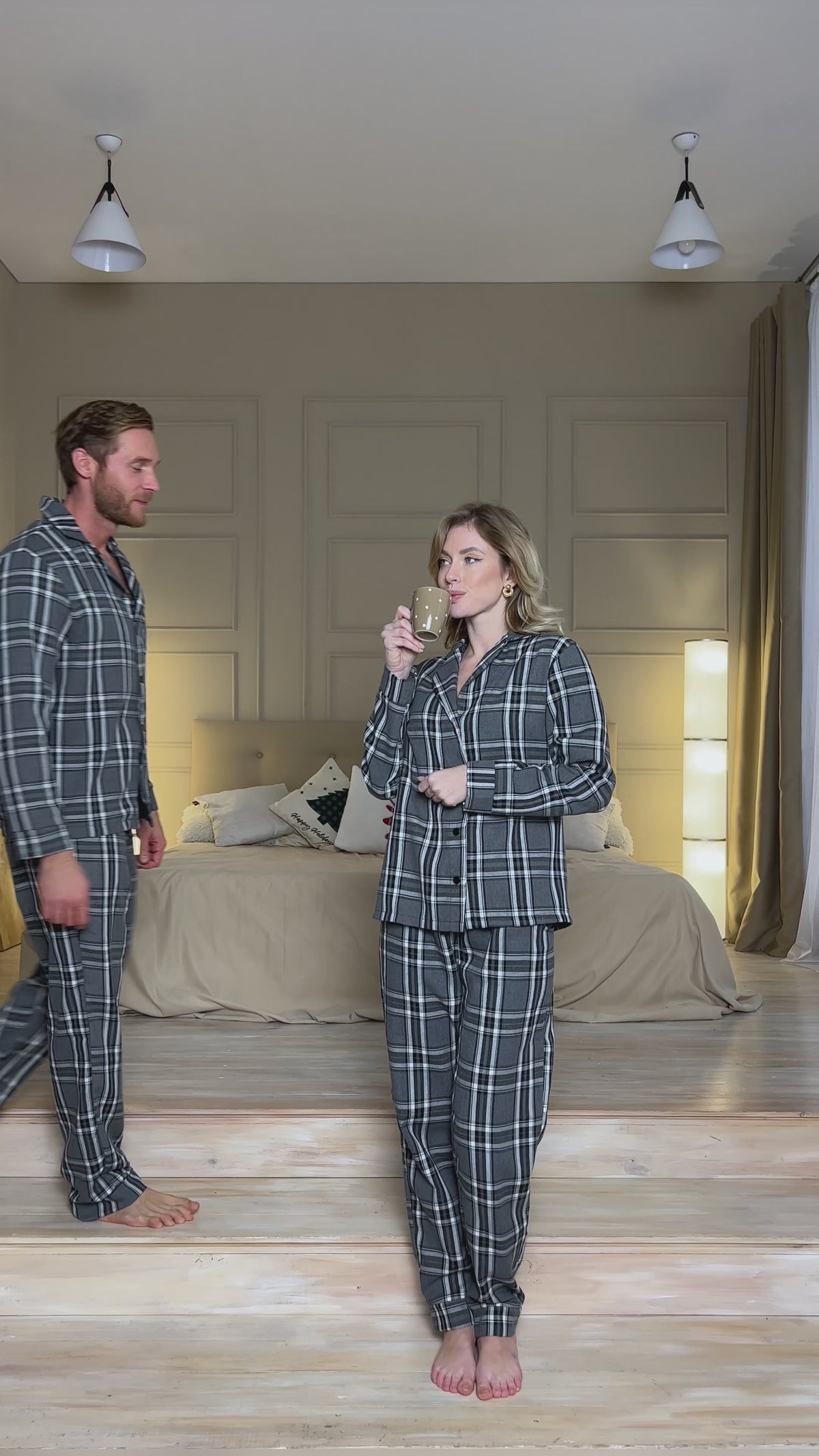 Damen-Pyjama-Set – Hemd mit Knöpfen &amp; Hose