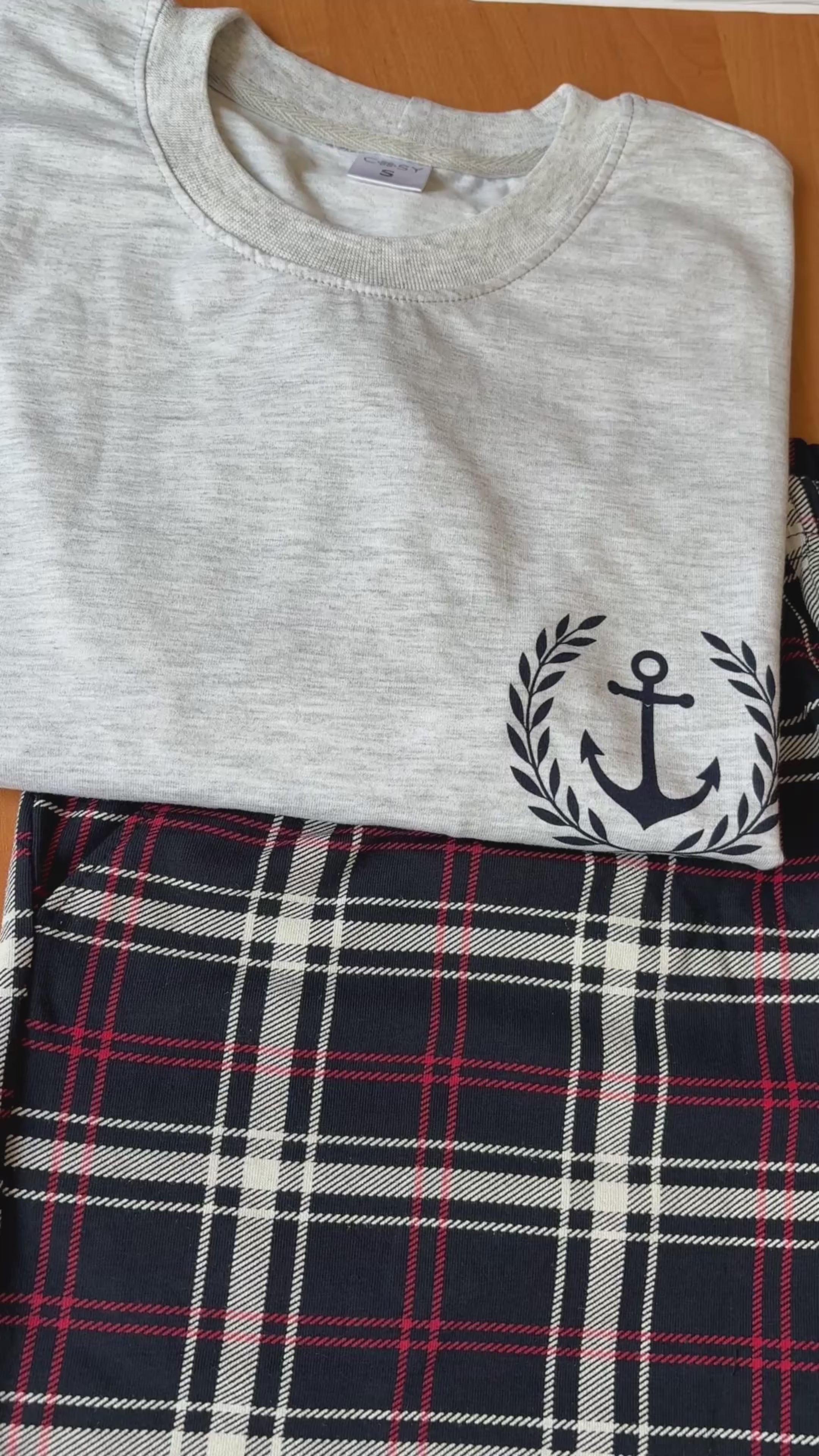 Ensemble pyjama en flanelle rouge et bleue pour homme avec poches