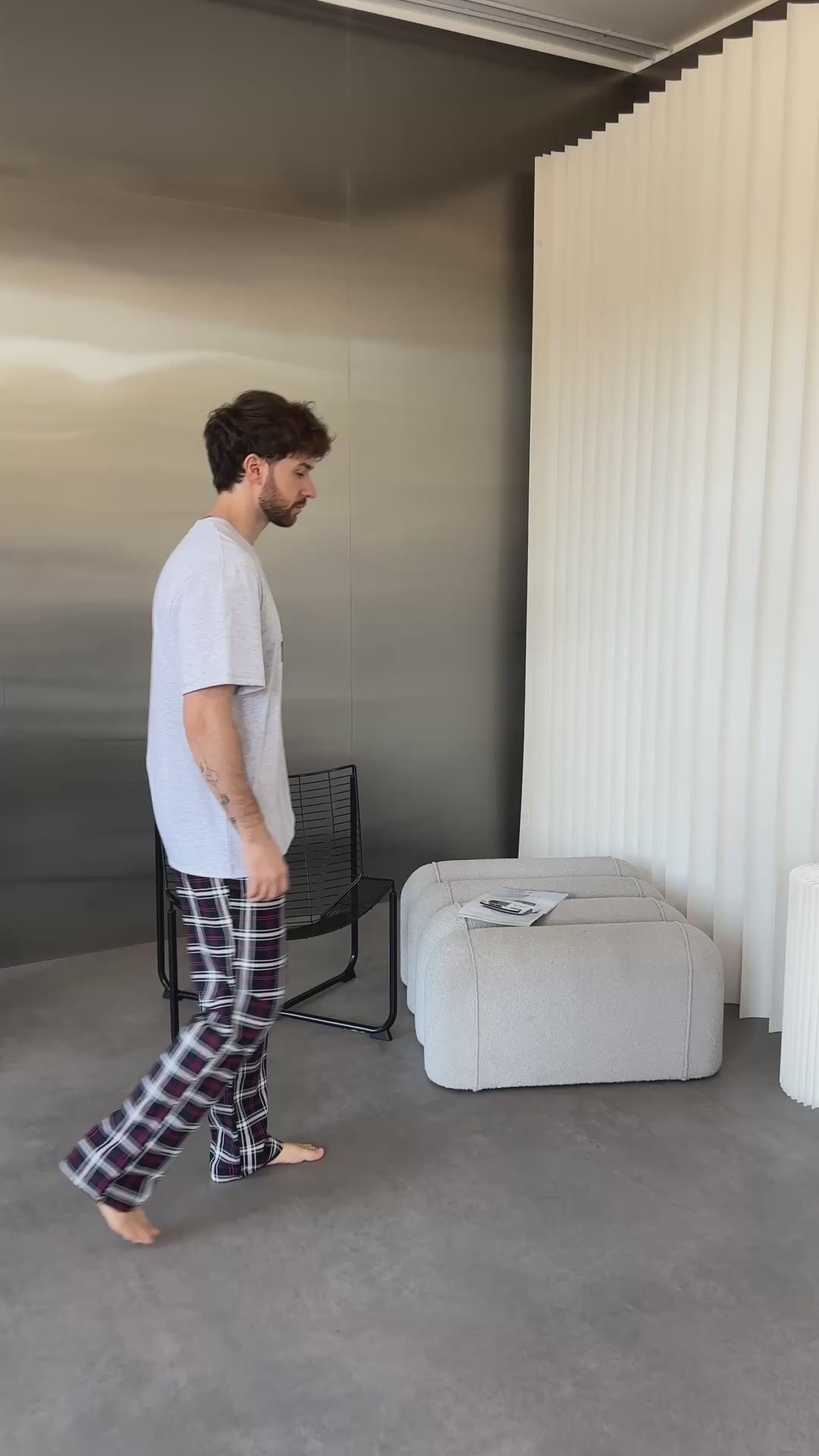 Ensemble pyjama en flanelle rouge et bleue pour homme avec poches